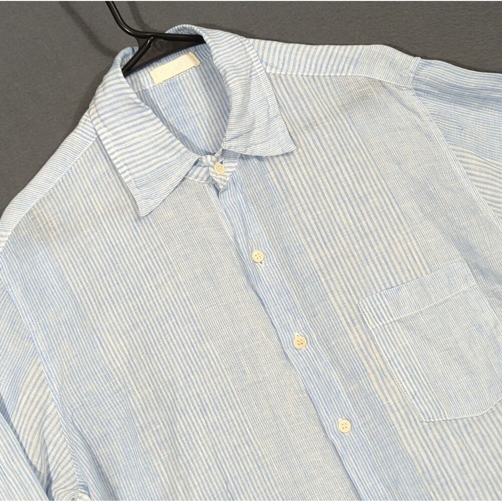 CP Shades Shirt Women's M Blue 100% Linen Long sleeve Button Up Made In USA